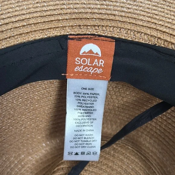 Solar Escape Tan and Black Wide-Brimmed Fedora Hat SPF 50+ - Picture 4 of 6